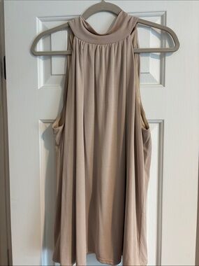 Sleeveless High-Neck Tunic Top in Beige…with lining?